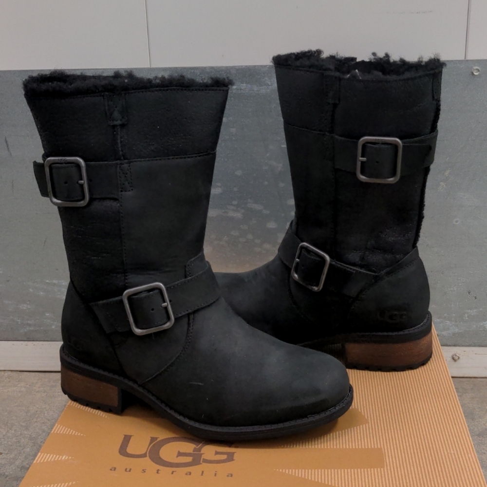 UGG Oregon Leather Sheepskin Mid Calf Boots NEW, only tried on inside.